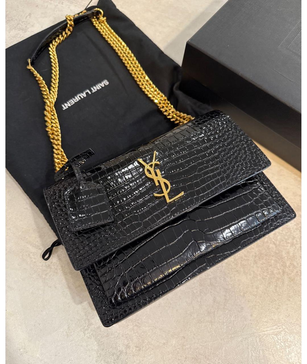 SAINT LAURENT Черная кожаная сумка через плечо, фото 6