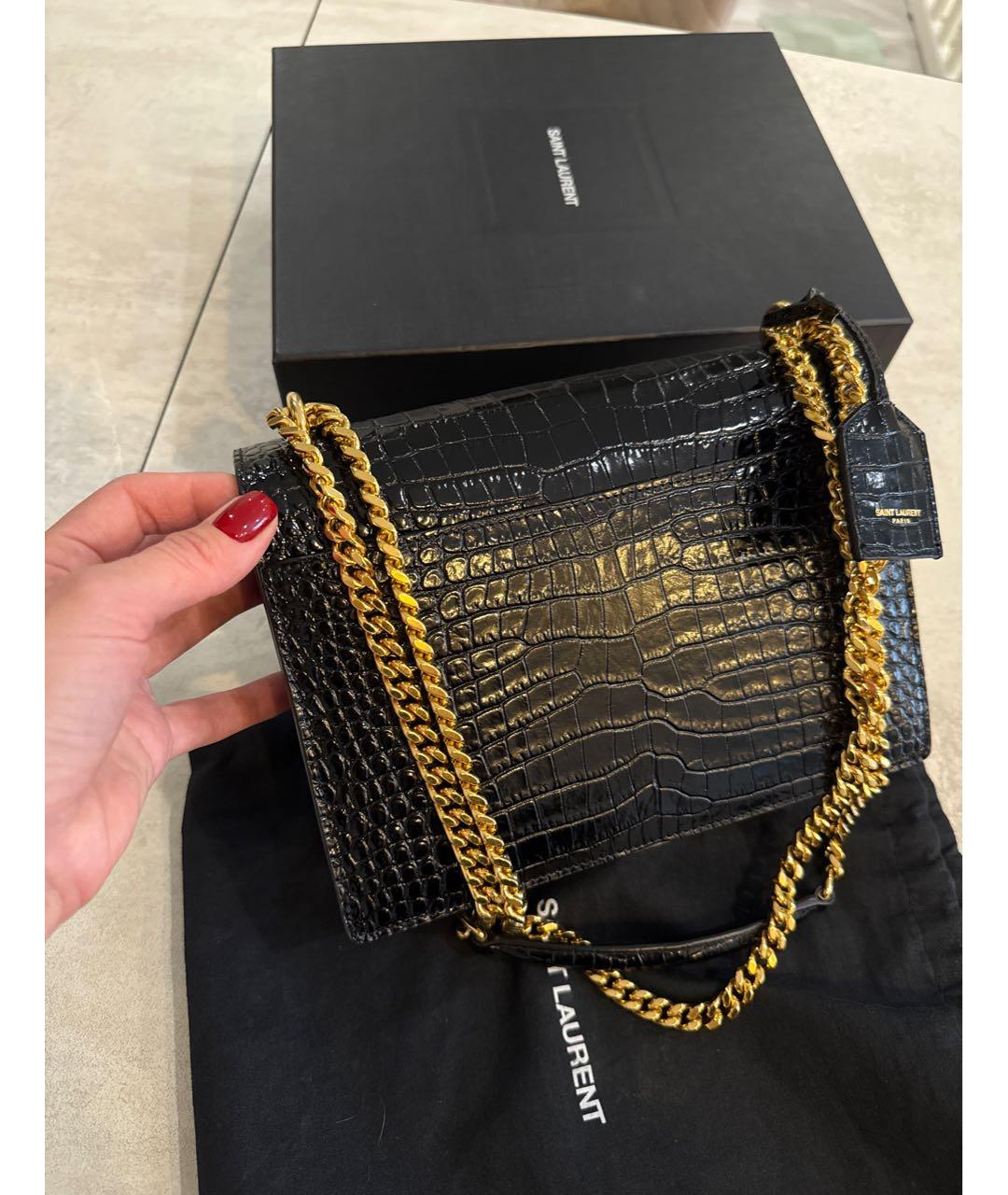 SAINT LAURENT Черная кожаная сумка через плечо, фото 5