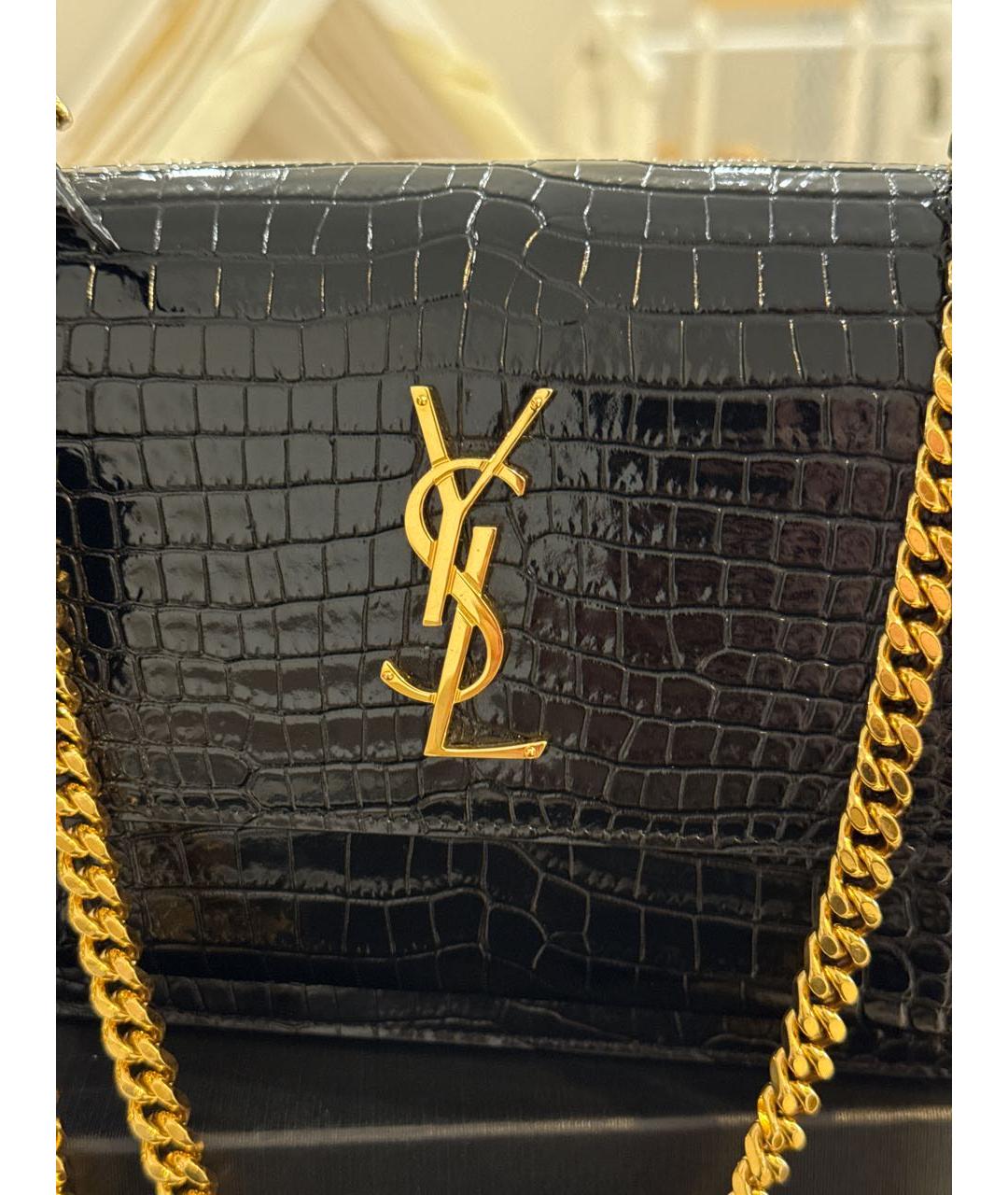 SAINT LAURENT Черная кожаная сумка через плечо, фото 3