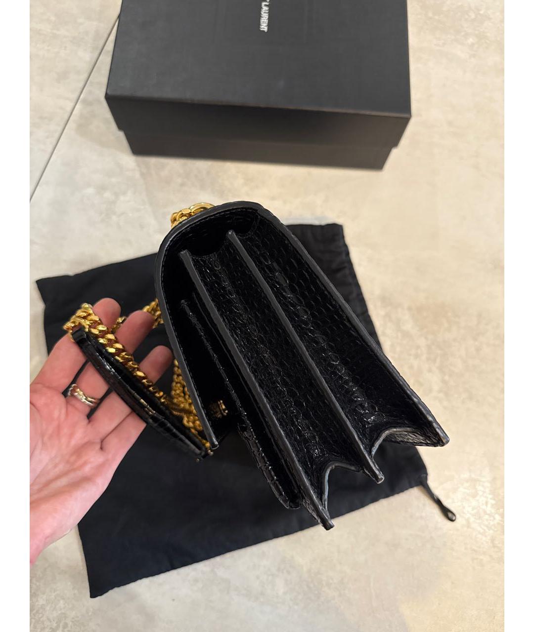 SAINT LAURENT Черная кожаная сумка через плечо, фото 7