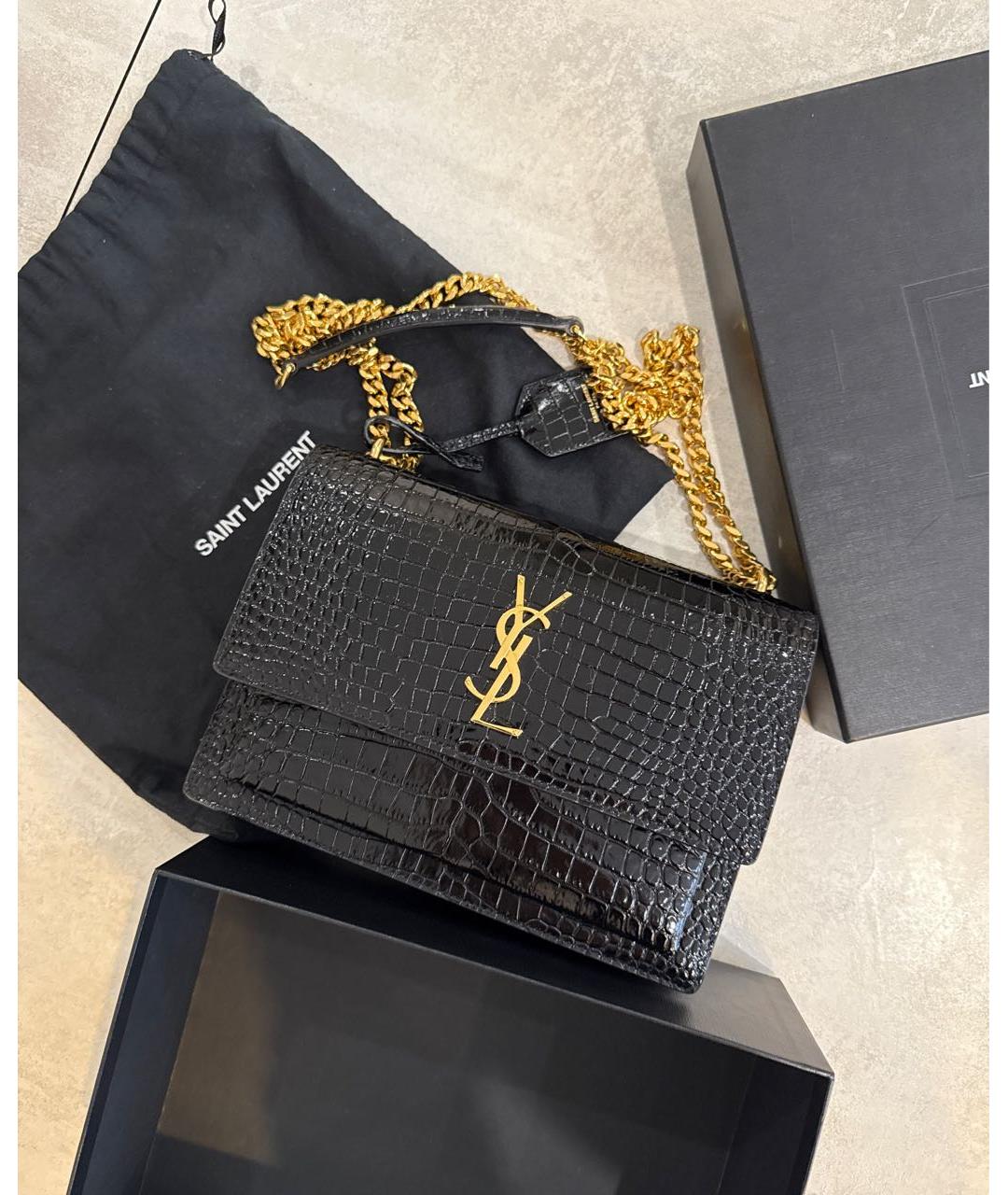 SAINT LAURENT Черная кожаная сумка через плечо, фото 2