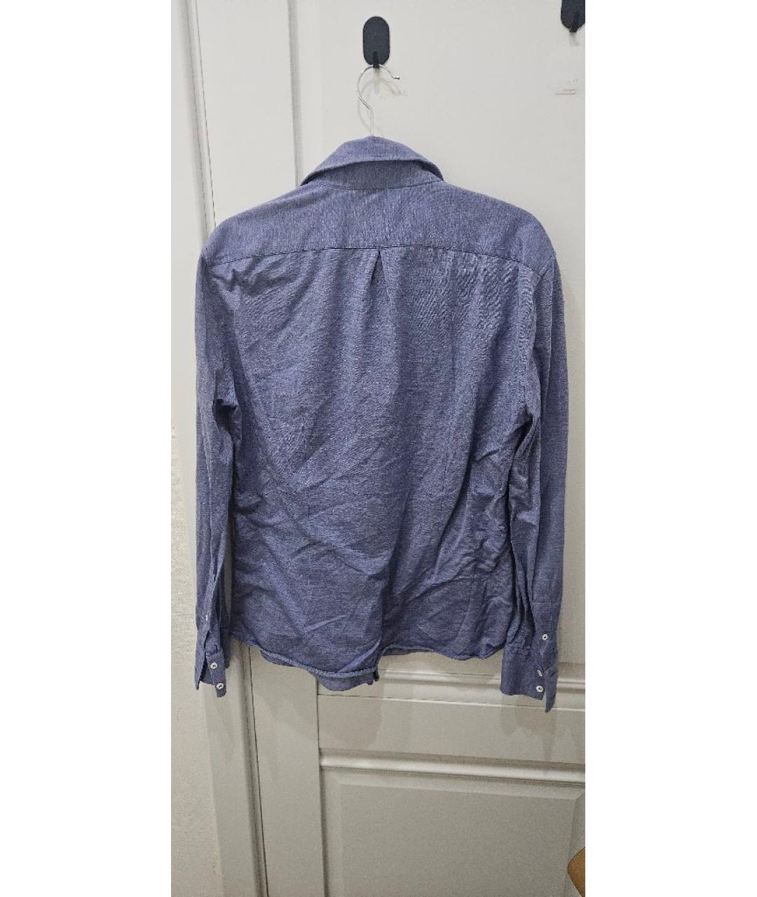 BRUNELLO CUCINELLI Синяя хлопковая кэжуал рубашка, фото 2