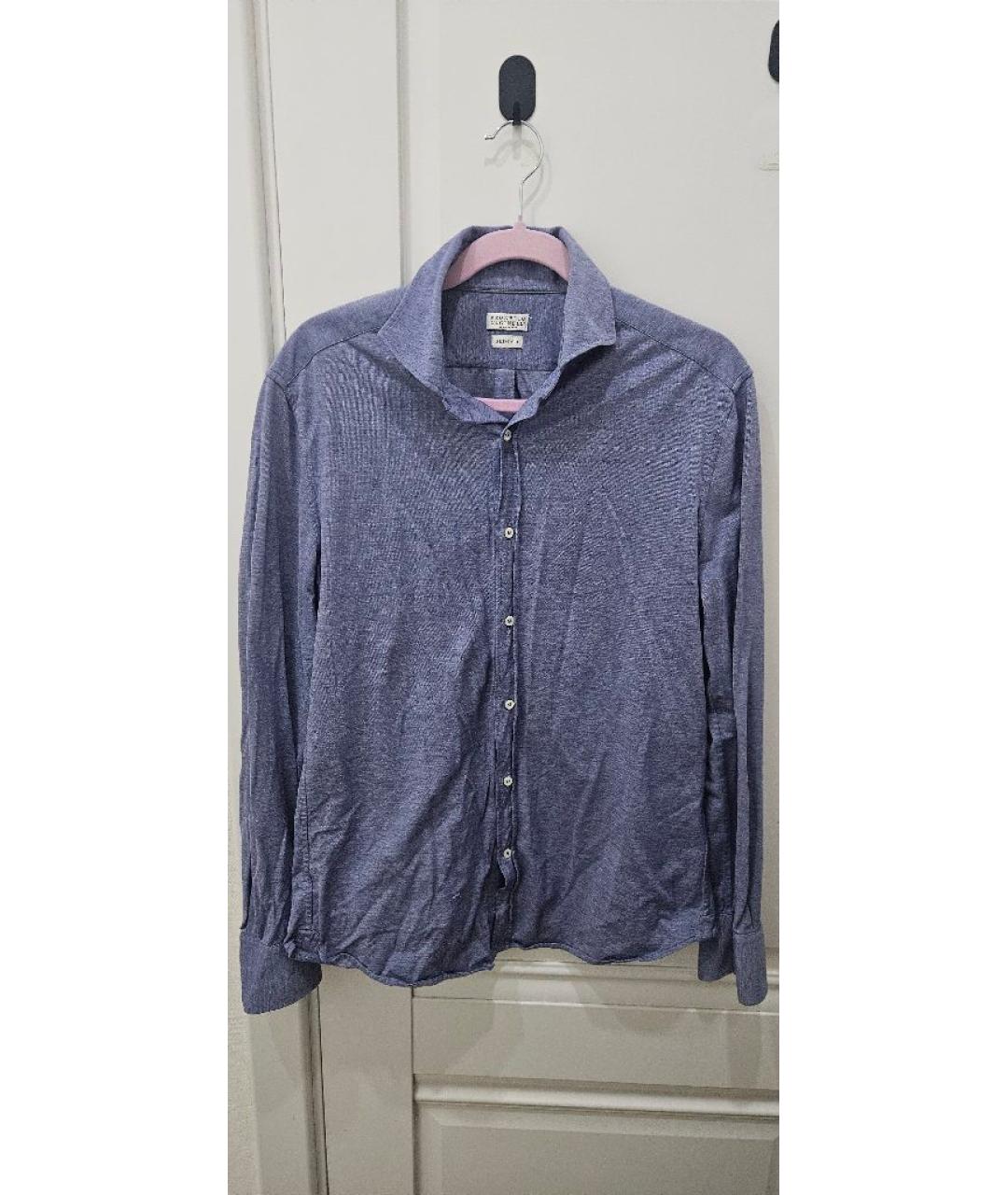 BRUNELLO CUCINELLI Синяя хлопковая кэжуал рубашка, фото 6