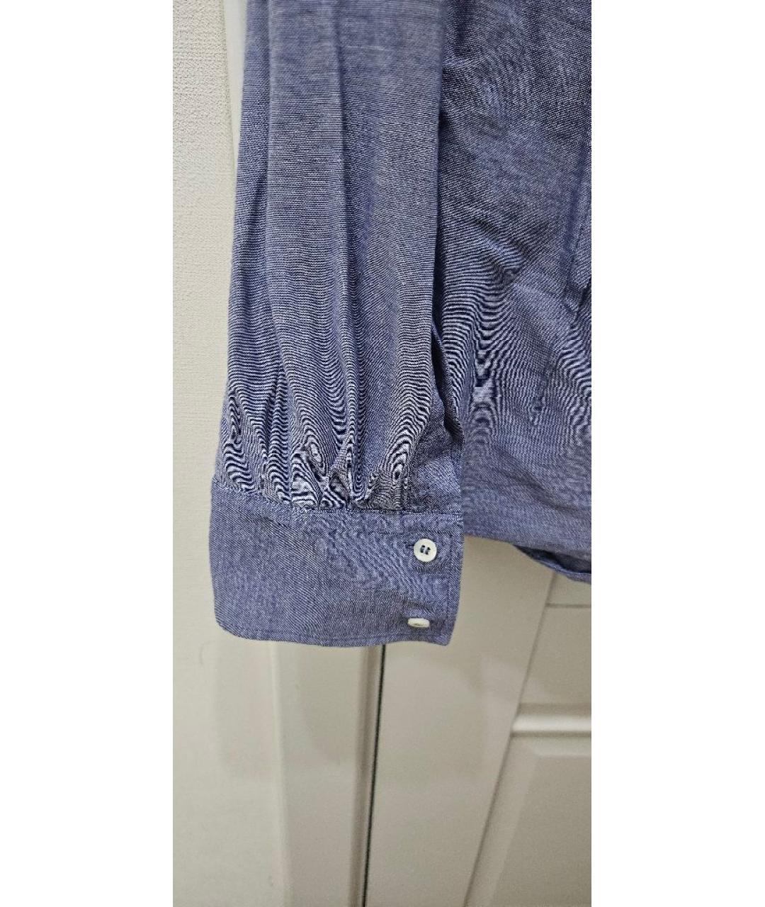 BRUNELLO CUCINELLI Синяя хлопковая кэжуал рубашка, фото 4