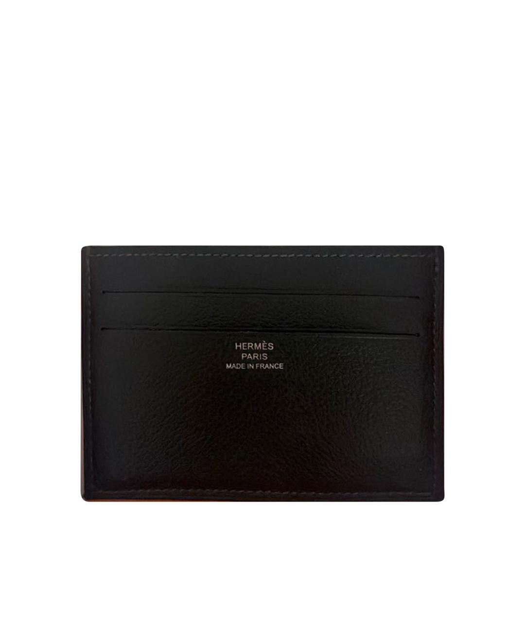 HERMES Черный кожаный кардхолдер, фото 1