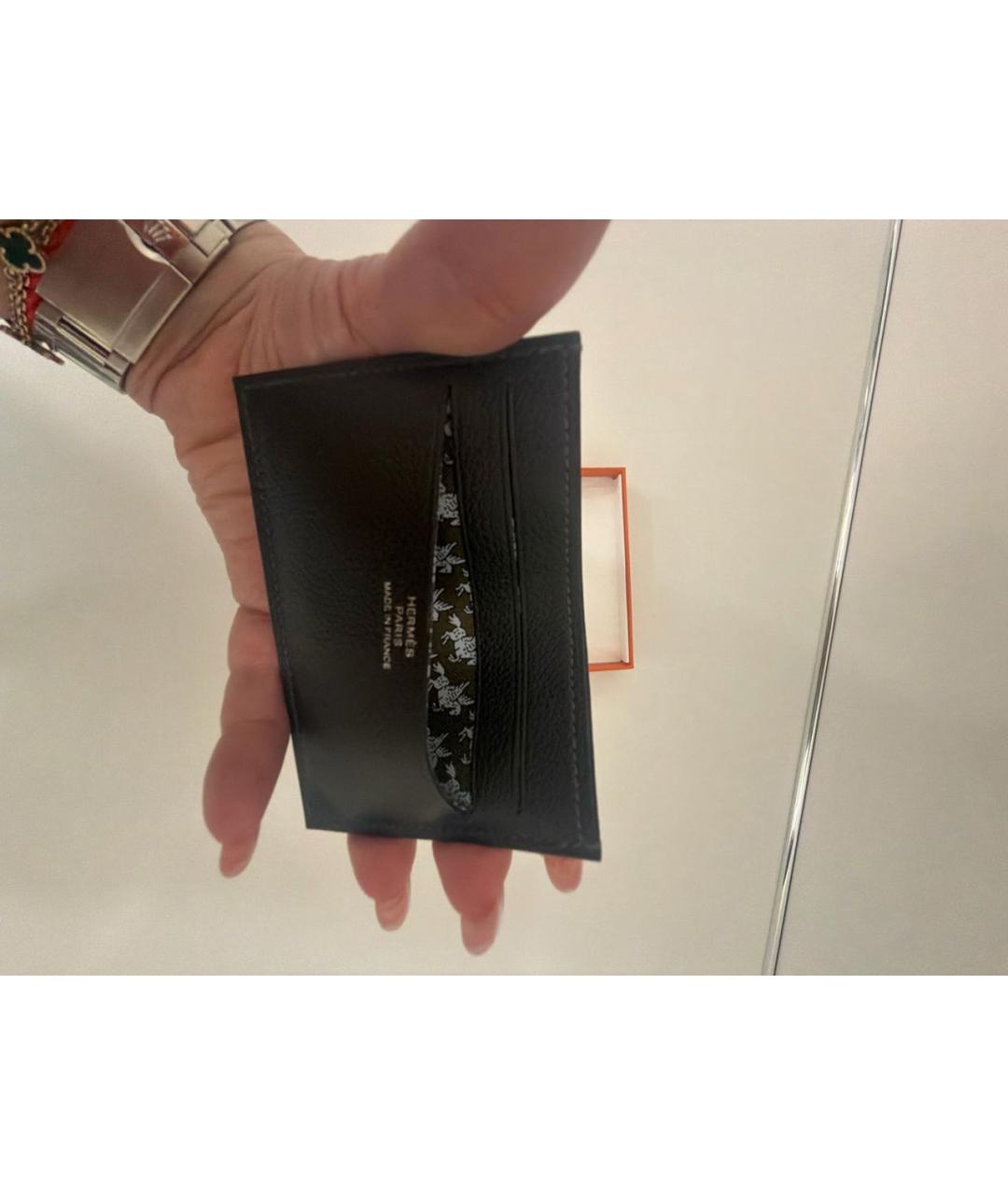 HERMES Черный кожаный кардхолдер, фото 3