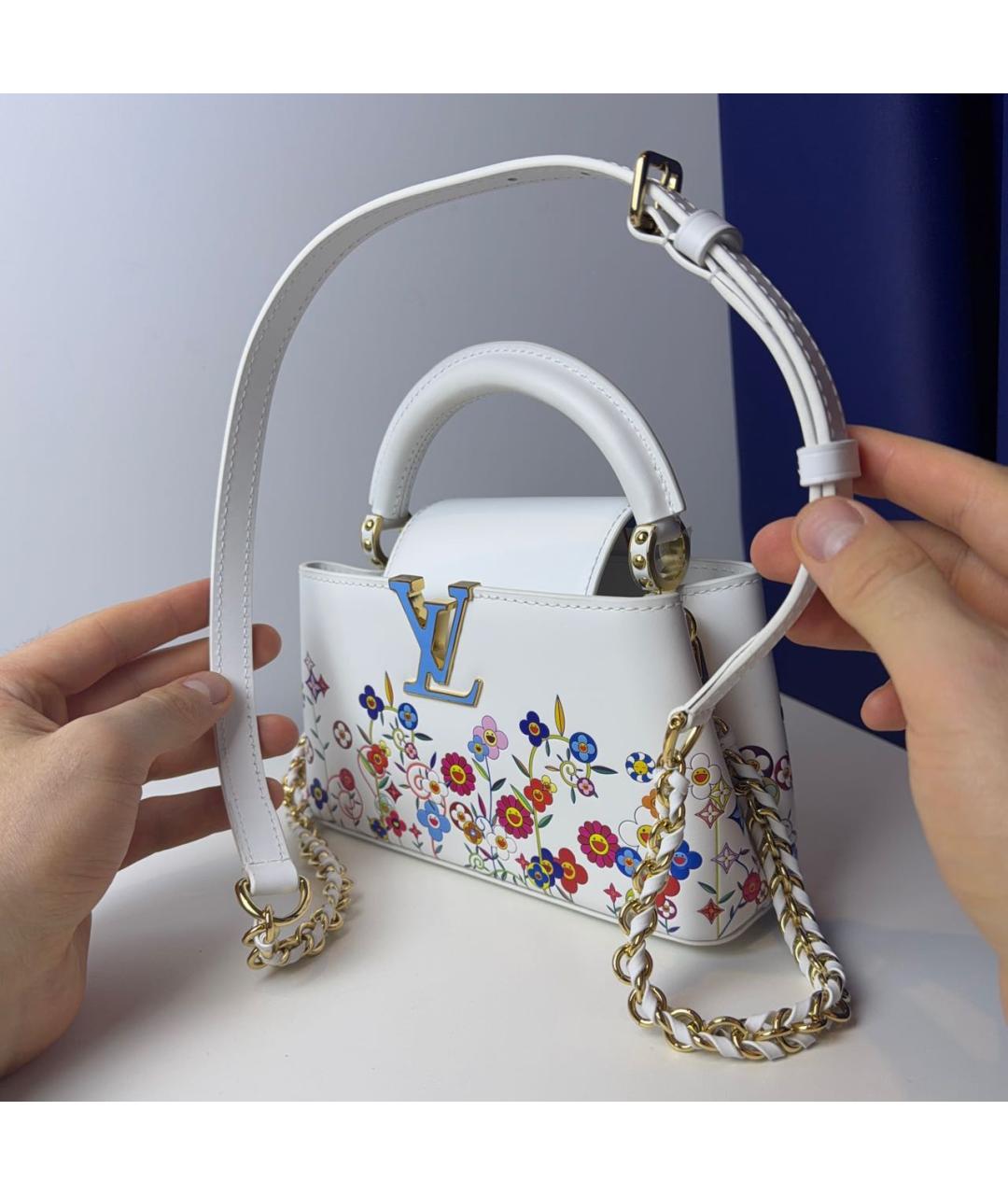 LOUIS VUITTON Белая кожаная сумка с короткими ручками, фото 2