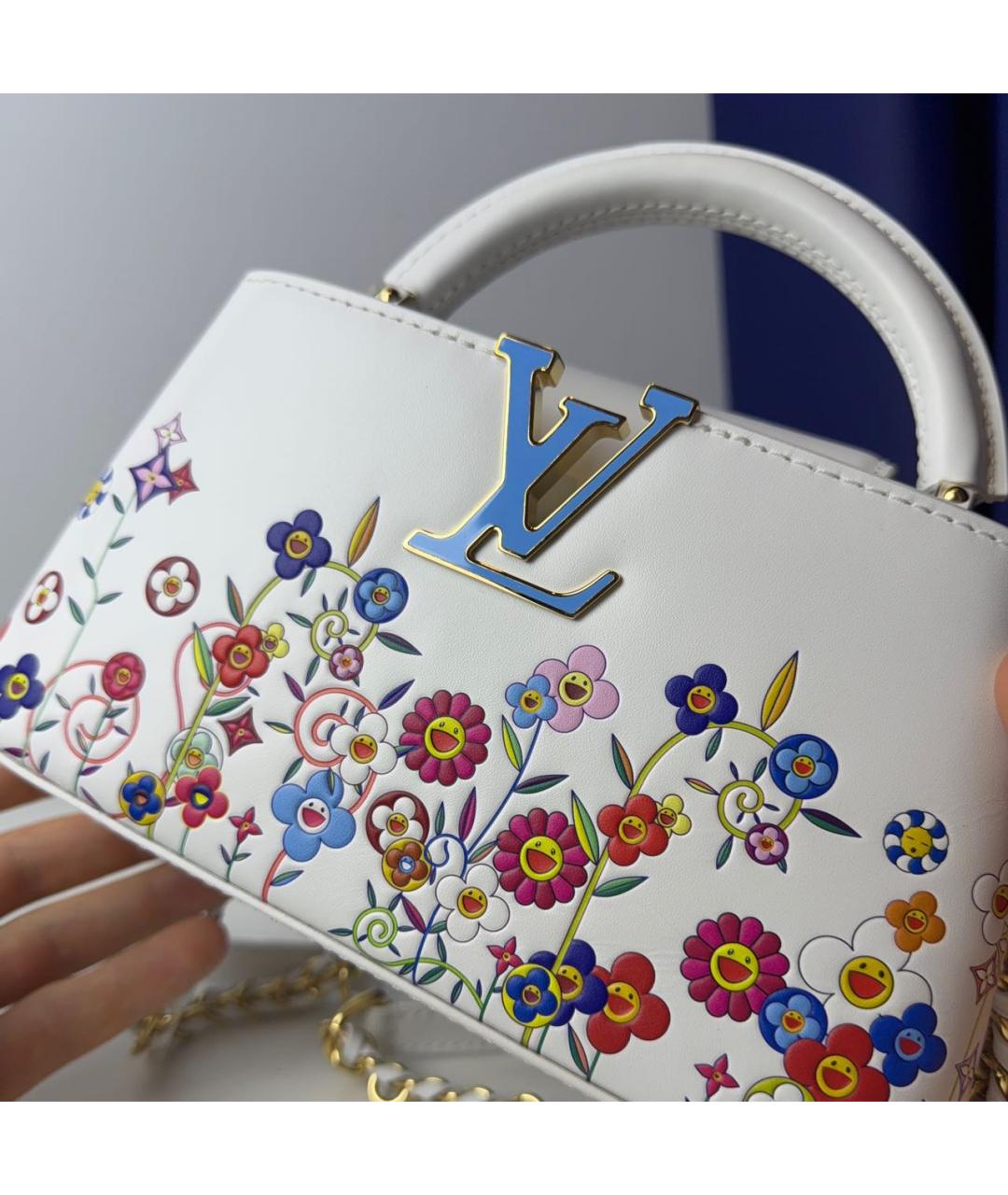 LOUIS VUITTON Белая кожаная сумка с короткими ручками, фото 4