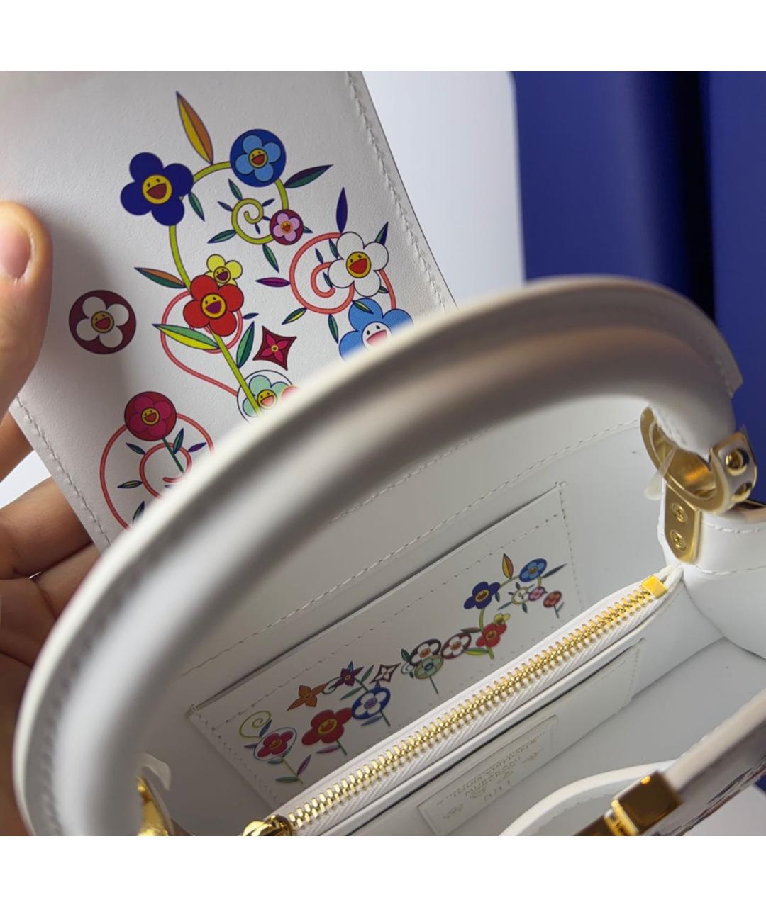 LOUIS VUITTON Белая кожаная сумка с короткими ручками, фото 6