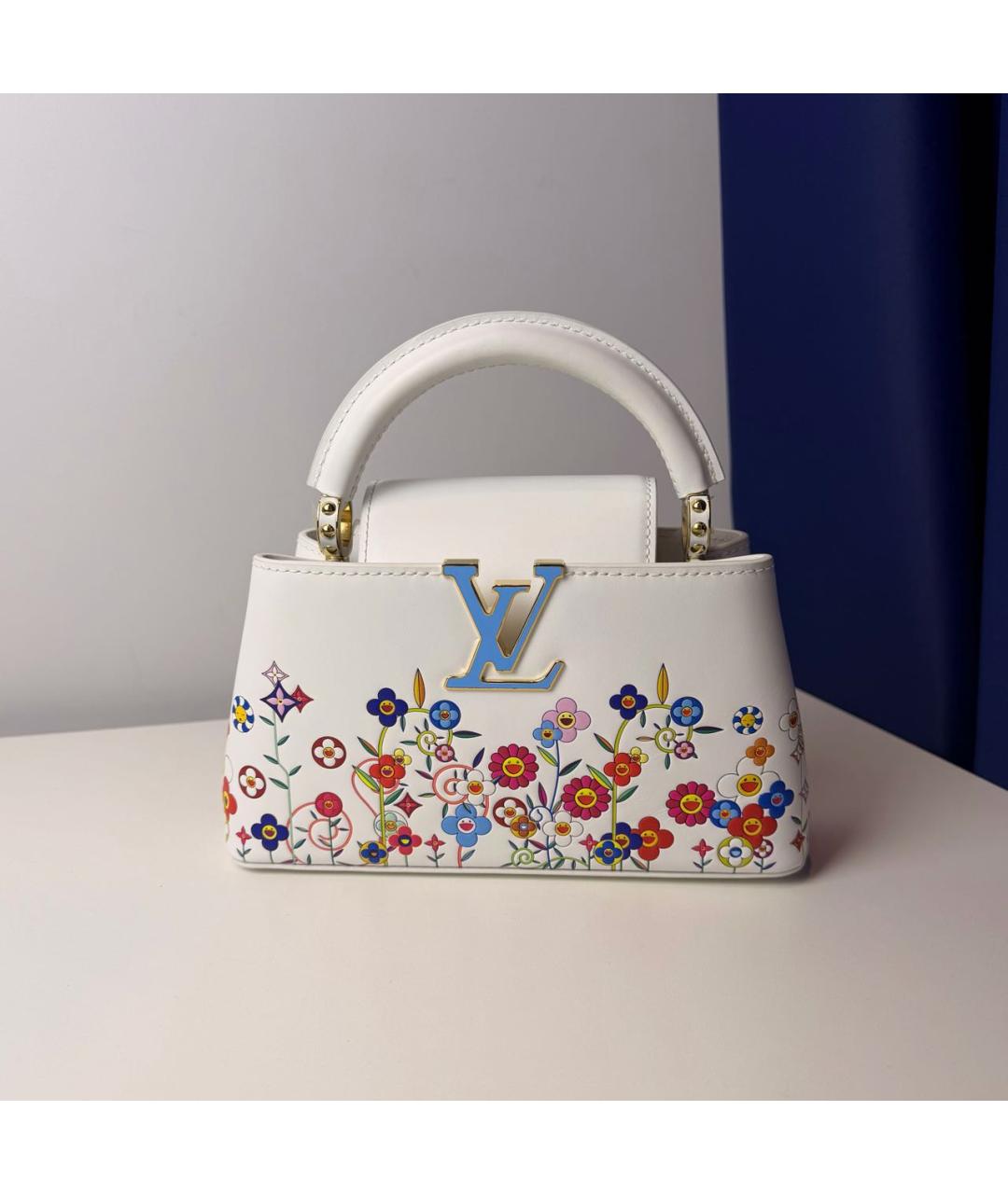 LOUIS VUITTON Белая кожаная сумка с короткими ручками, фото 8