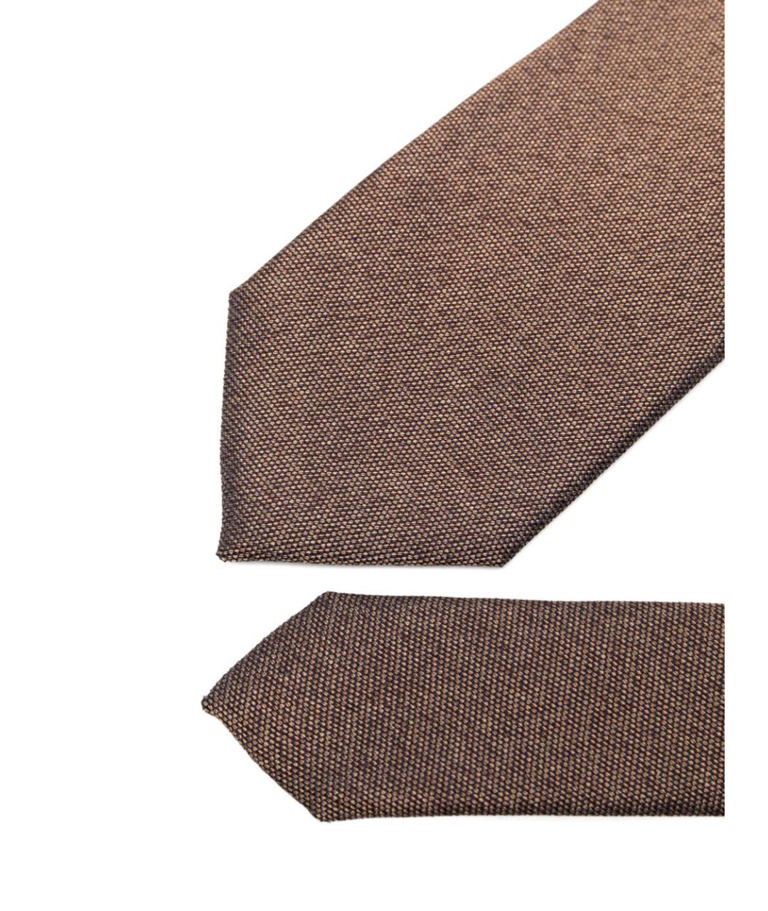 CORNELIANI Коричневый шелковый галстук, фото 3
