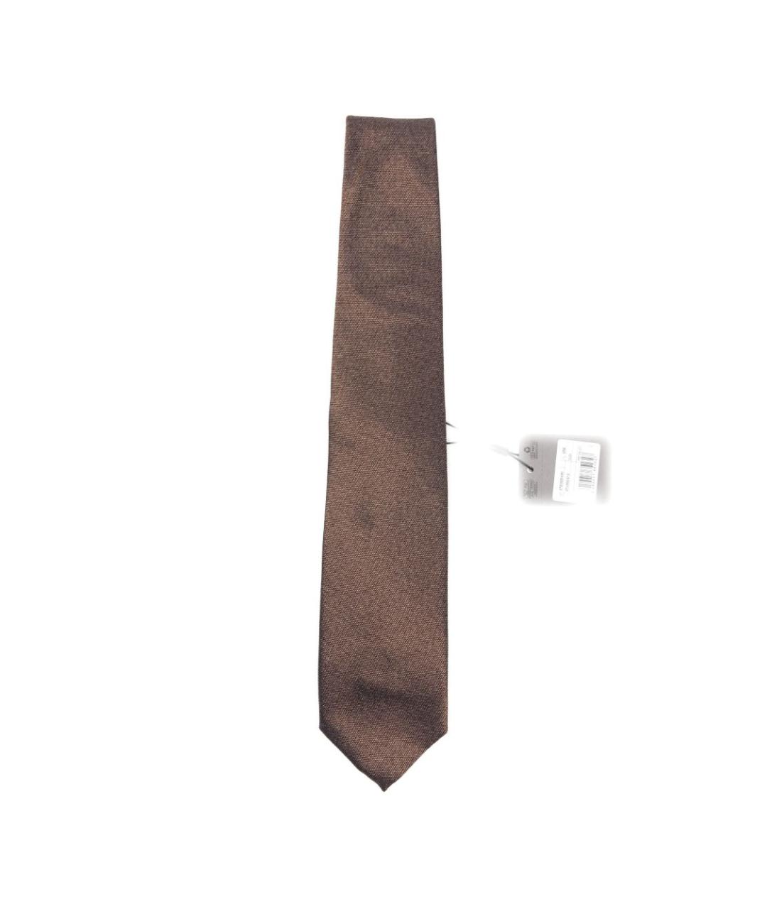 CORNELIANI Коричневый шелковый галстук, фото 4