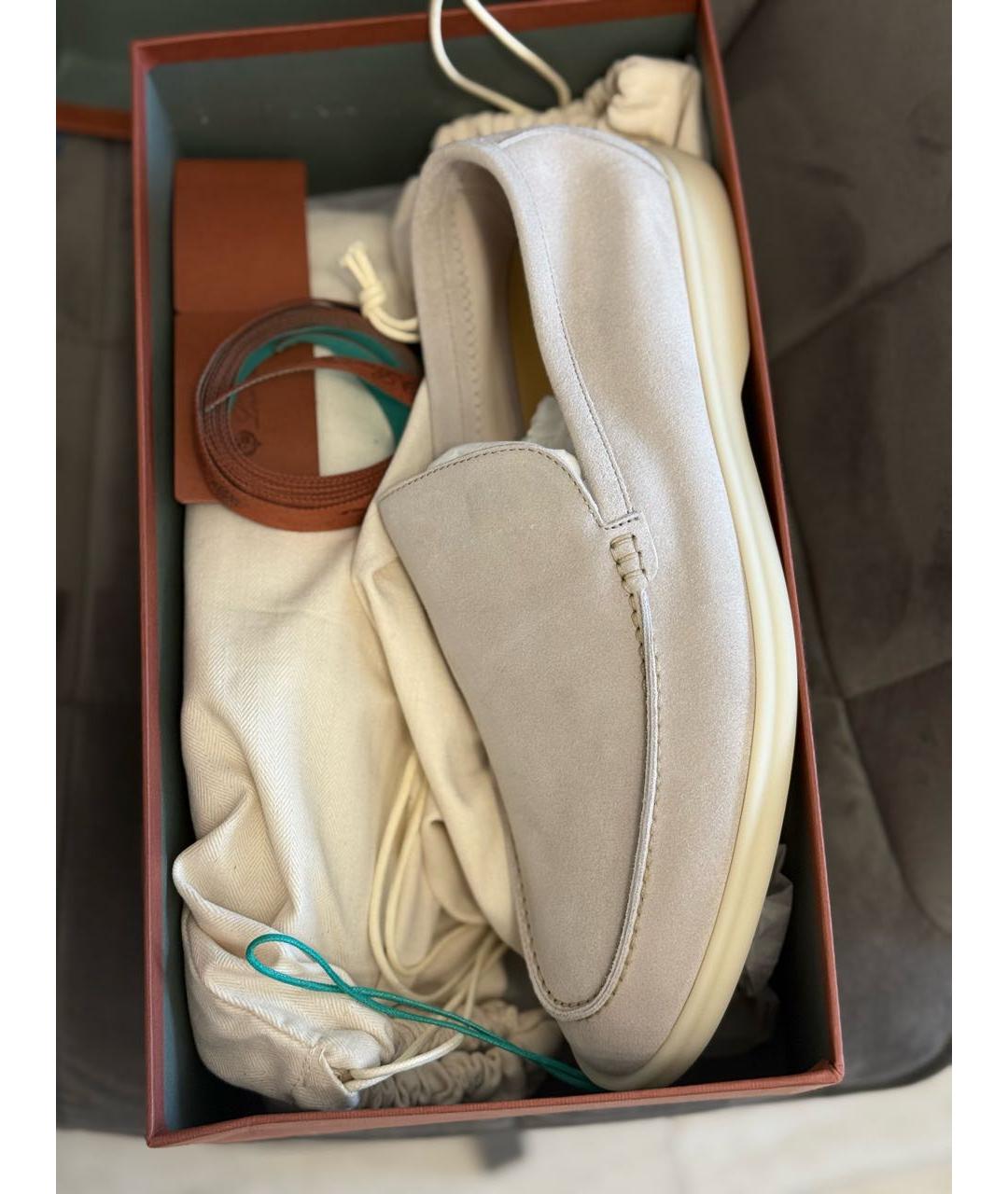 LORO PIANA Бежевые замшевые лоферы, фото 3