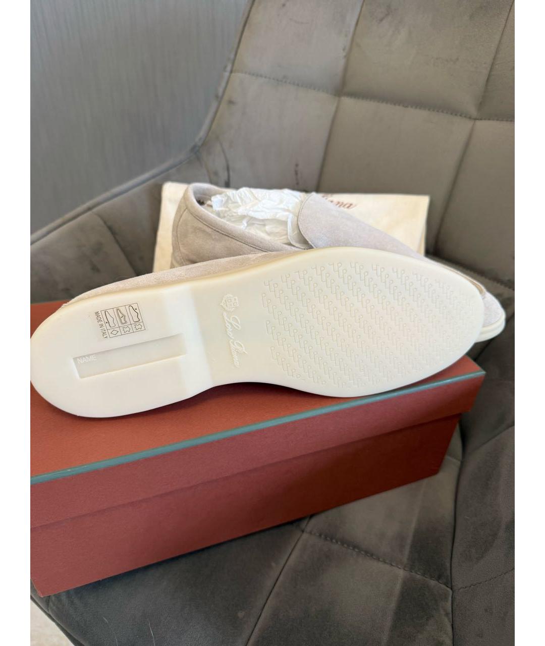 LORO PIANA Бежевые замшевые лоферы, фото 5