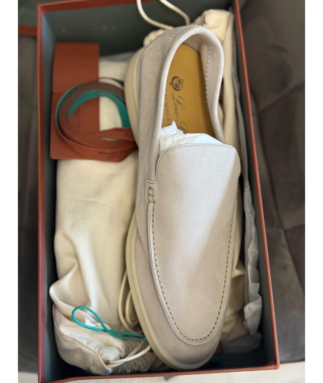 LORO PIANA Бежевые замшевые лоферы, фото 4