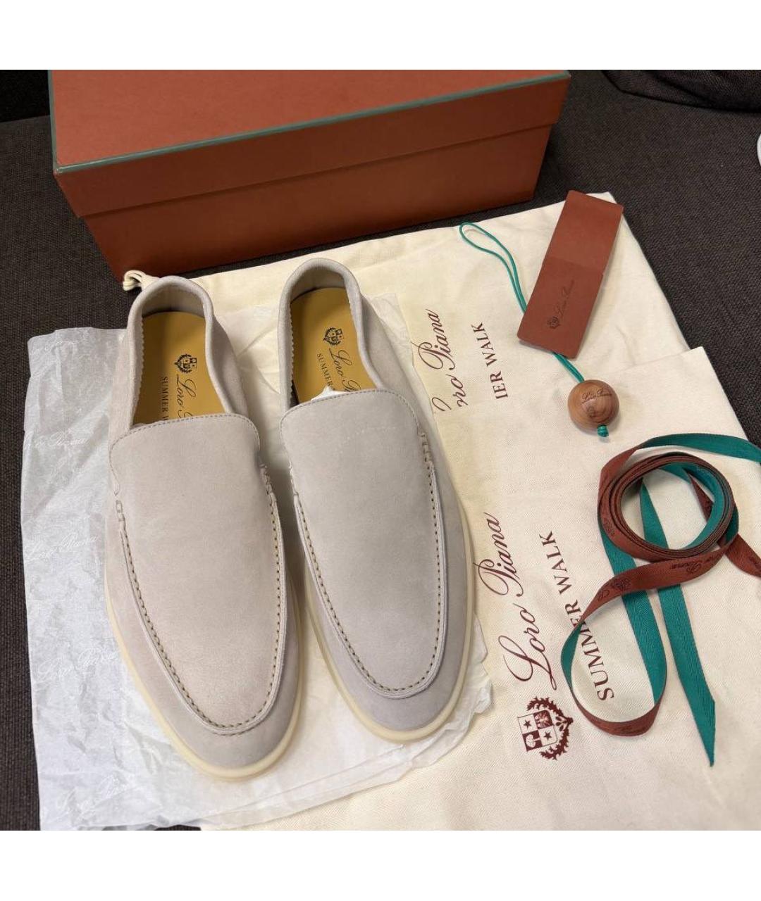 LORO PIANA Бежевые замшевые лоферы, фото 2