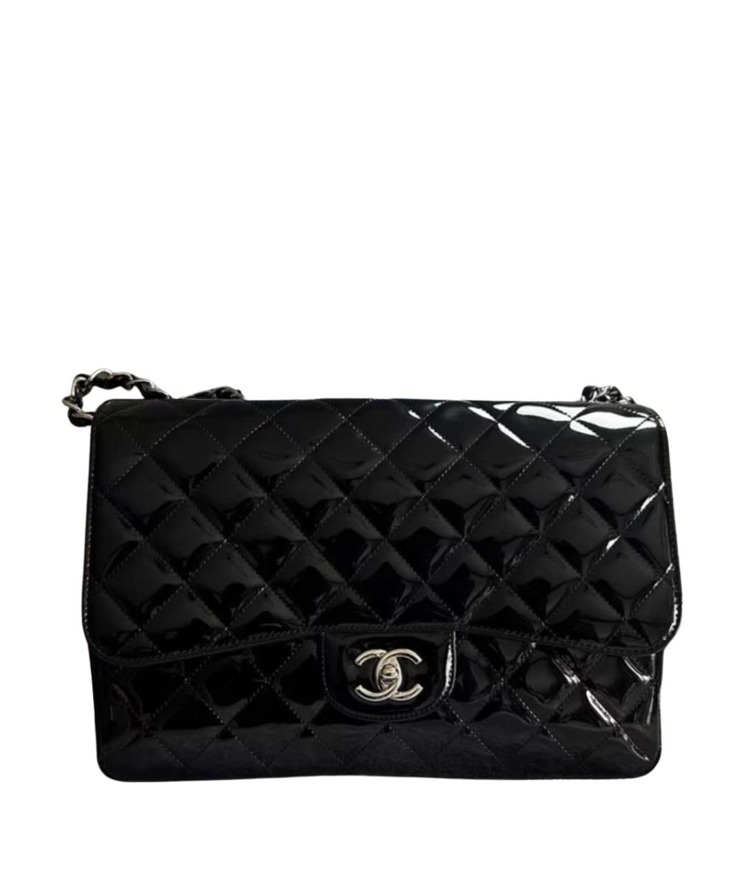 CHANEL Черная сумка через плечо из лакированной кожи, фото 1