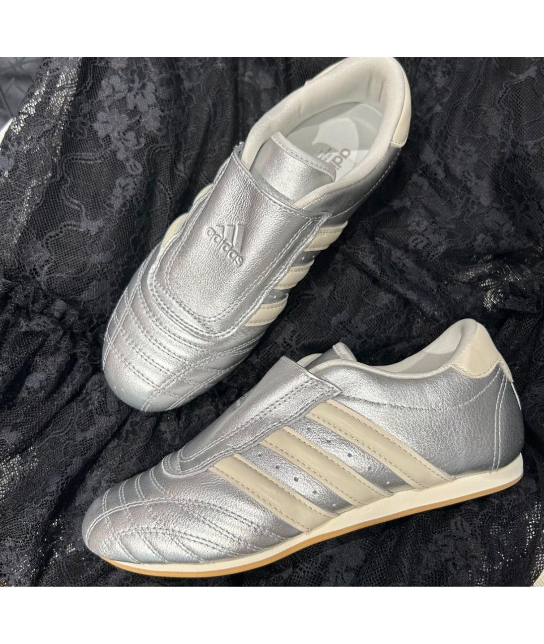 ADIDAS Серебряные кожаные кроссовки, фото 3