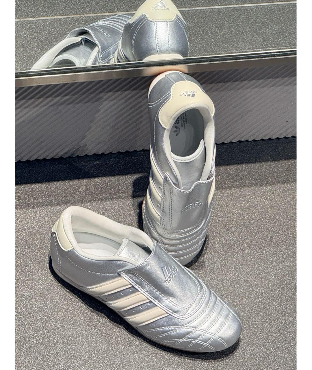 ADIDAS Серебряные кожаные кроссовки, фото 4