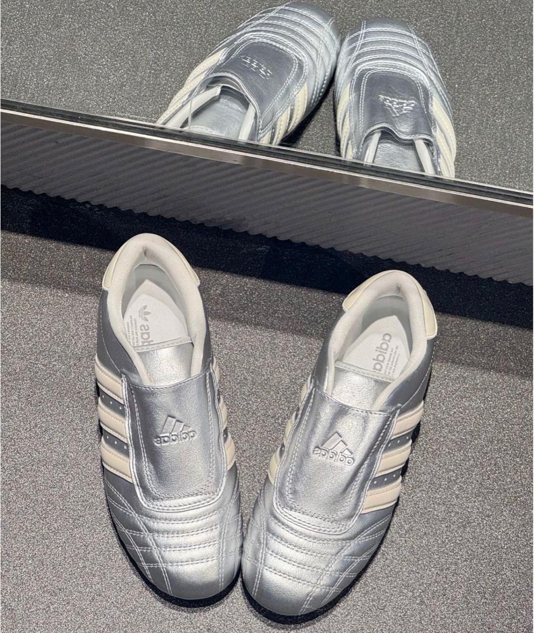ADIDAS Серебряные кожаные кроссовки, фото 5