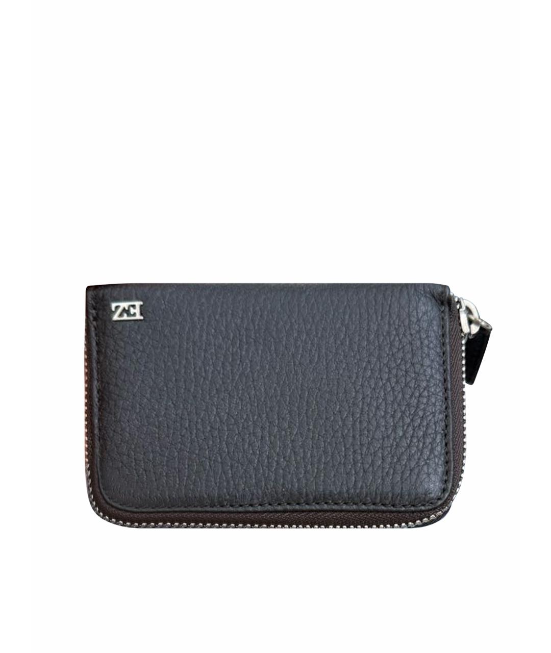 ZEGNA Коричневый кожаный кошелек, фото 1