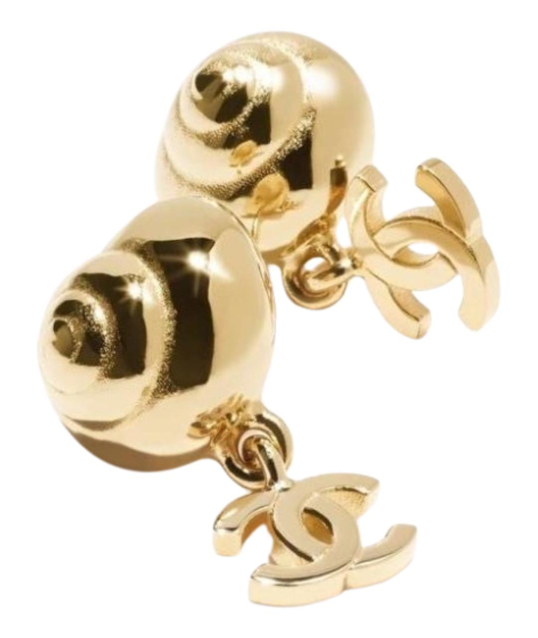 CHANEL Золотые металлические серьги, фото 2