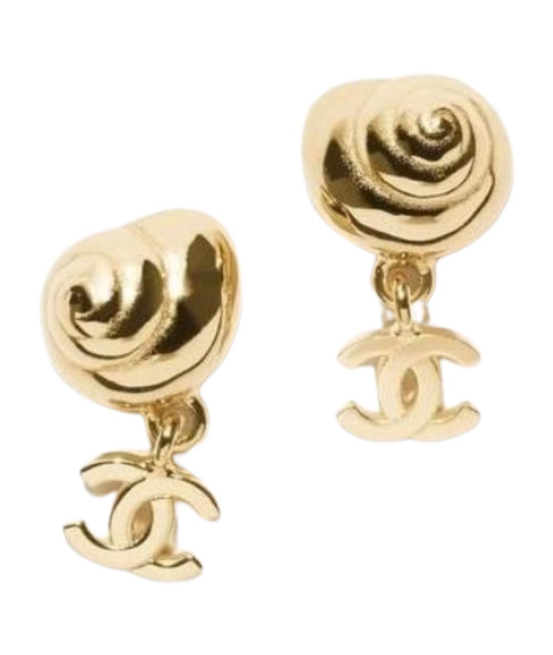 CHANEL Золотые металлические серьги, фото 1