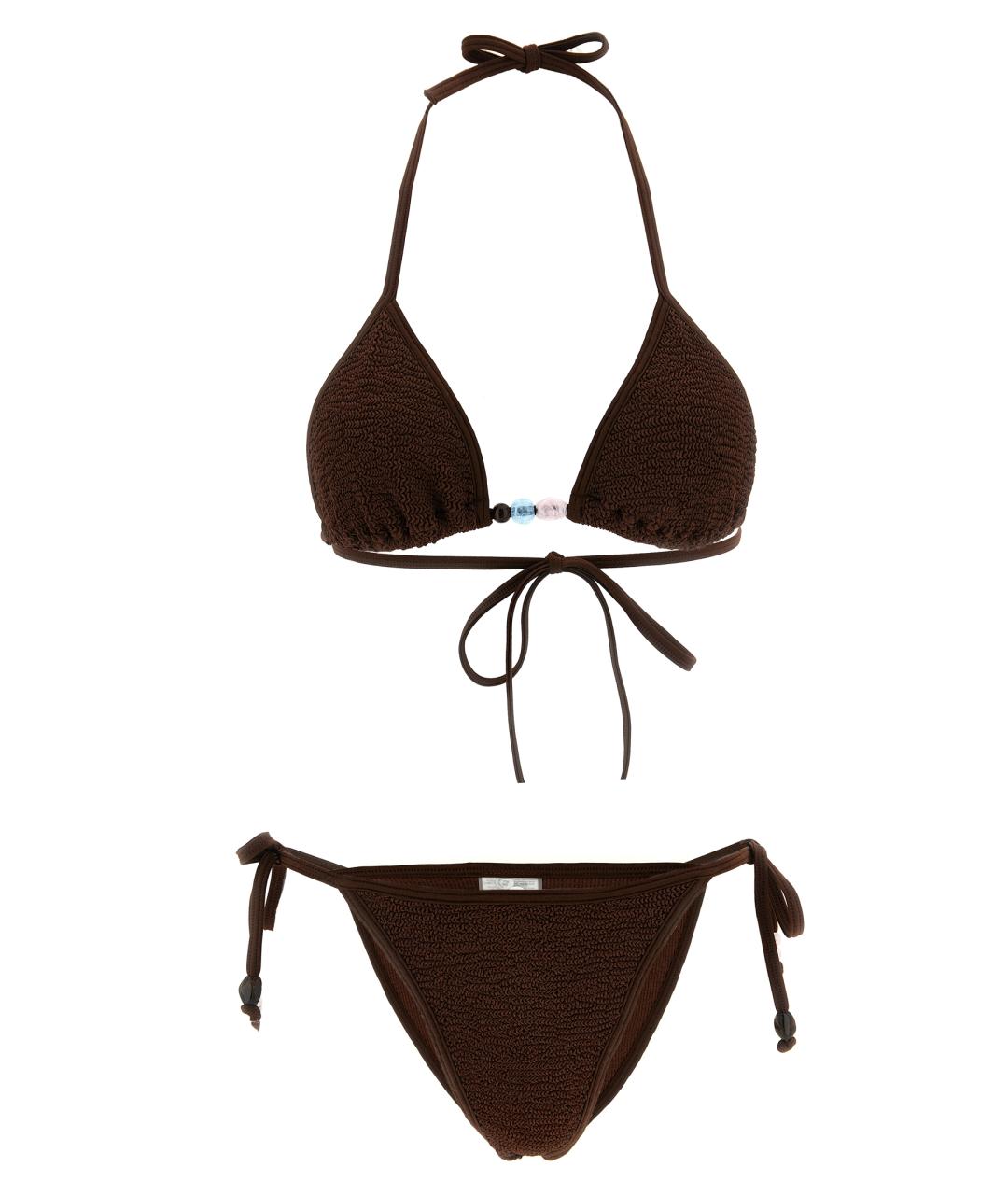 HUNZA G Коричневый полиамидовый купальник, фото 1