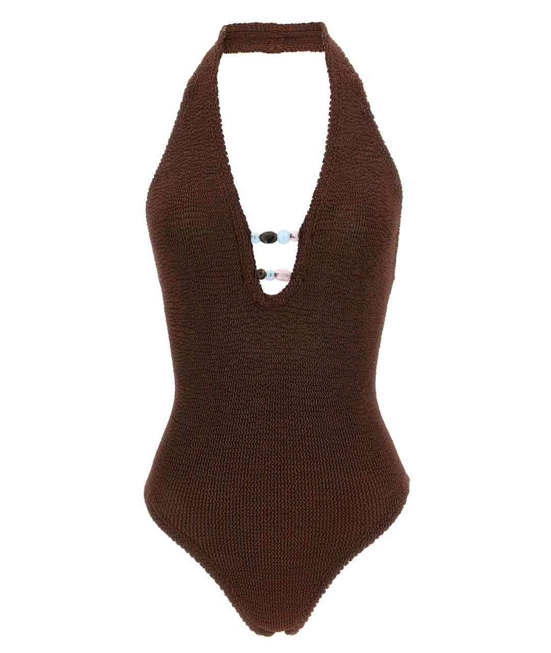 HUNZA G Коричневый полиамидовый купальник, фото 1