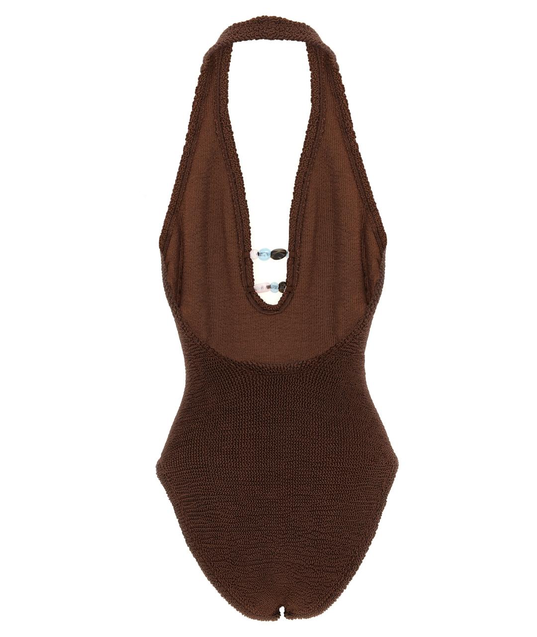 HUNZA G Коричневый полиамидовый купальник, фото 2