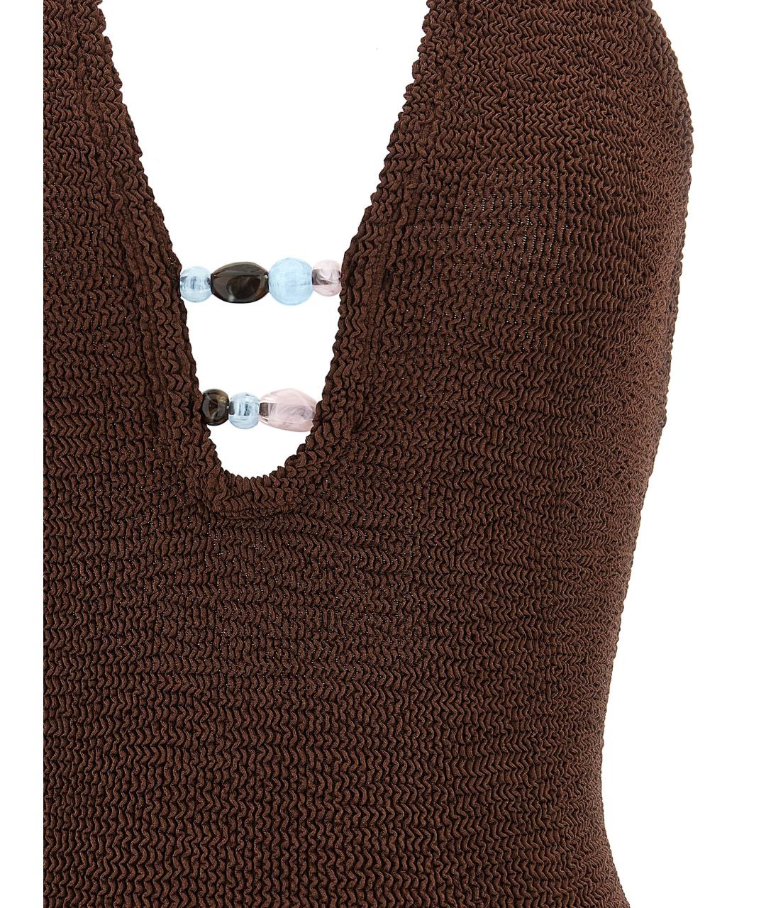 HUNZA G Коричневый полиамидовый купальник, фото 3