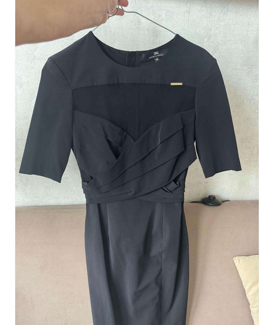 ELISABETTA FRANCHI Черное полиамидовое коктейльное платье, фото 8