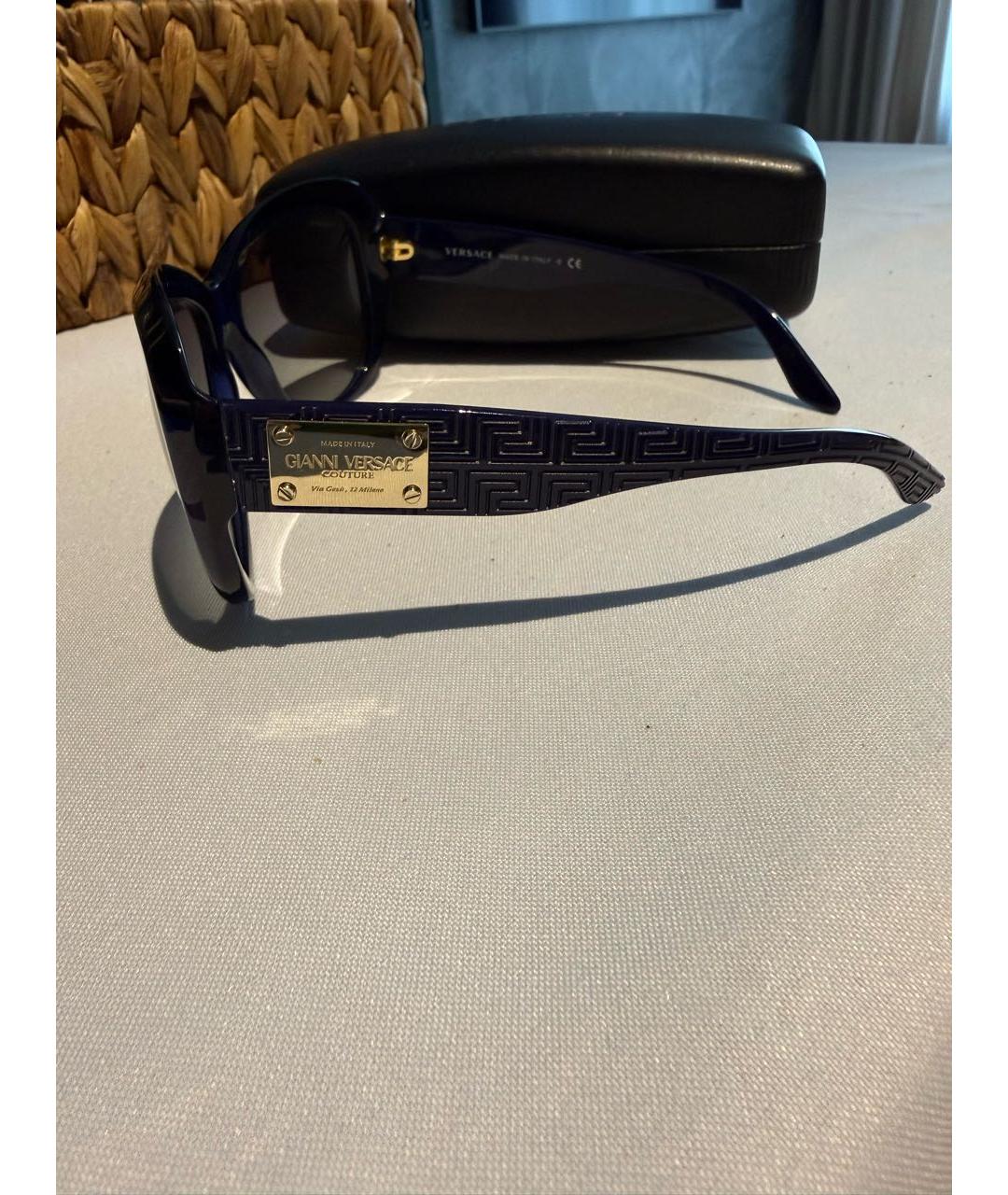 VERSACE Темно-синие пластиковые солнцезащитные очки, фото 2