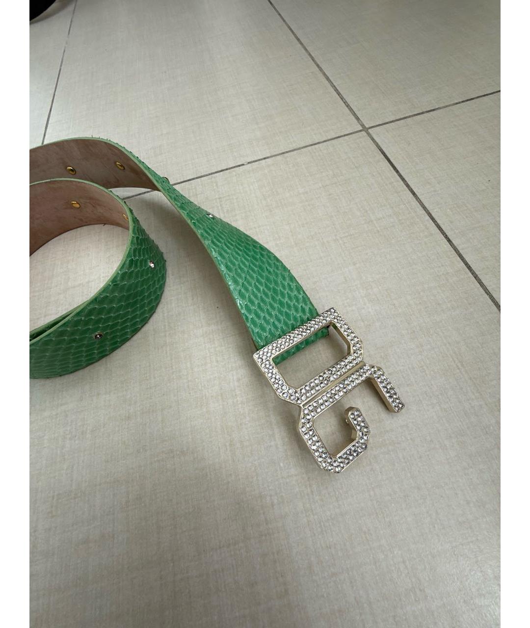 DOLCE&GABBANA Зеленый ремень из лакированной кожи, фото 2