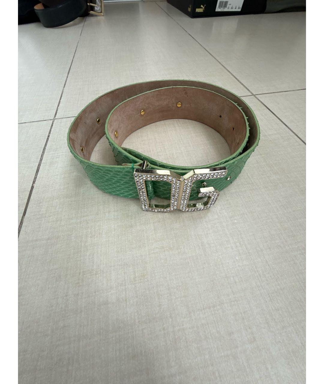 DOLCE&GABBANA Зеленый ремень из лакированной кожи, фото 7
