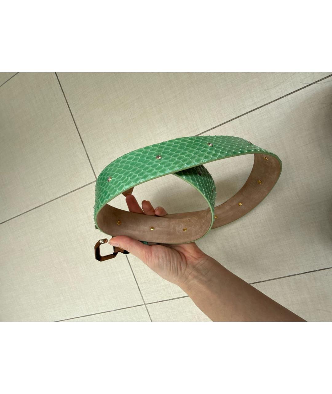 DOLCE&GABBANA Зеленый ремень из лакированной кожи, фото 6