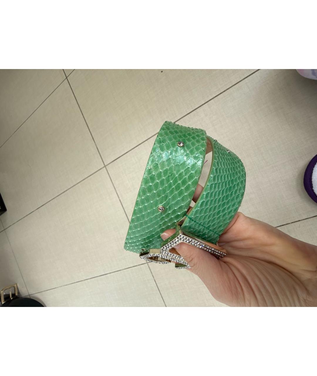 DOLCE&GABBANA Зеленый ремень из лакированной кожи, фото 5