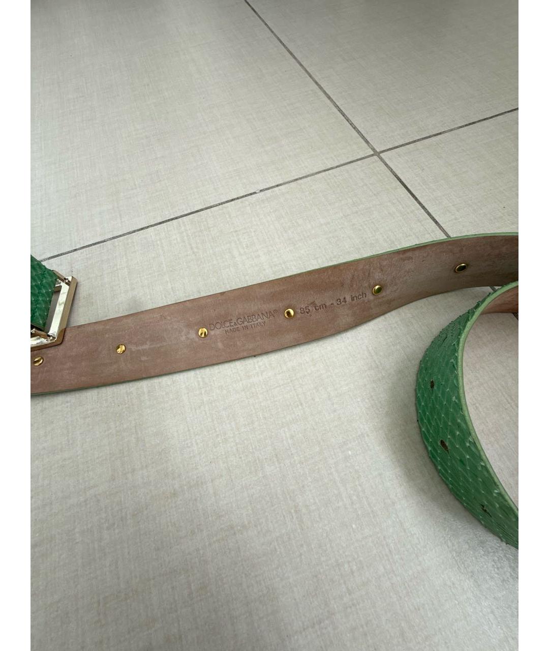 DOLCE&GABBANA Зеленый ремень из лакированной кожи, фото 3