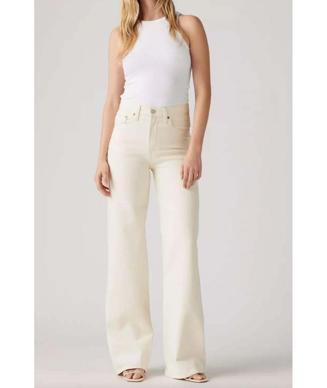 LEVI'S Белые хлопковые джинсы клеш, фото 2