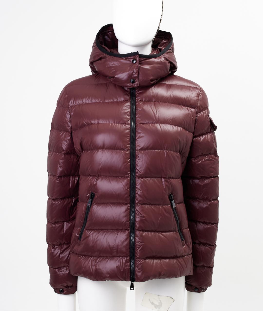 MONCLER Бордовый полиамидовый пуховик, фото 7