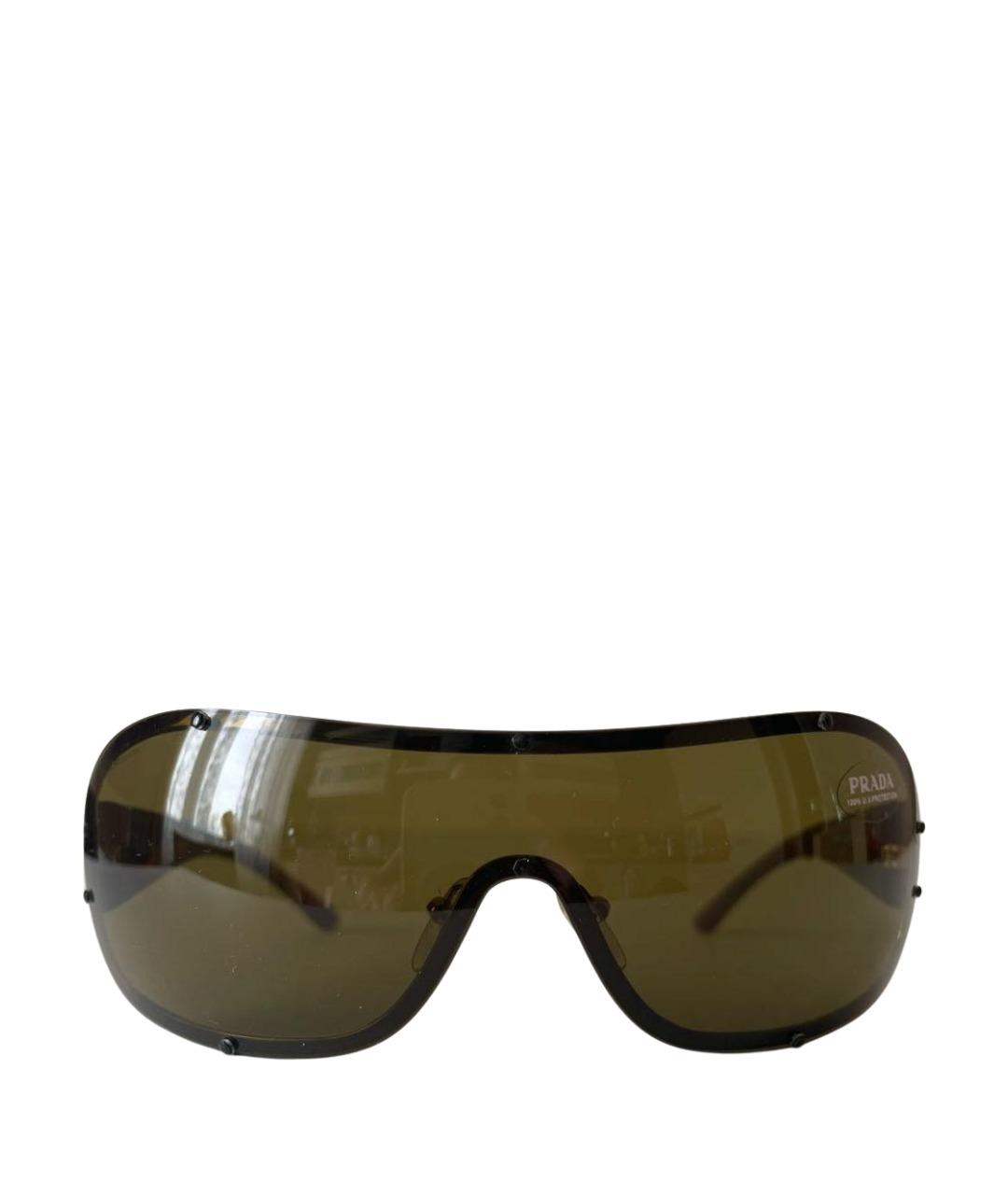 PRADA Коричневые пластиковые солнцезащитные очки, фото 1