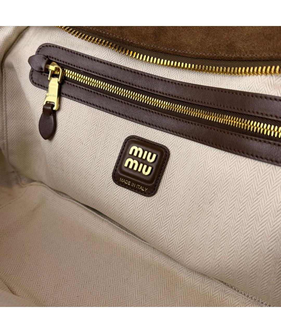MIU MIU Коричневая замшевая сумка тоут, фото 7