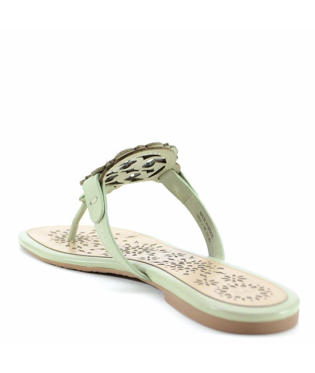 TORY BURCH Зеленые кожаные шлепанцы, фото 3