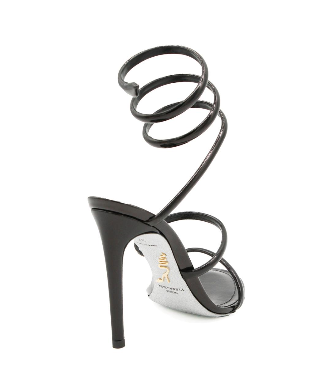 RENE CAOVILLA Черные кожаные босоножки, фото 3