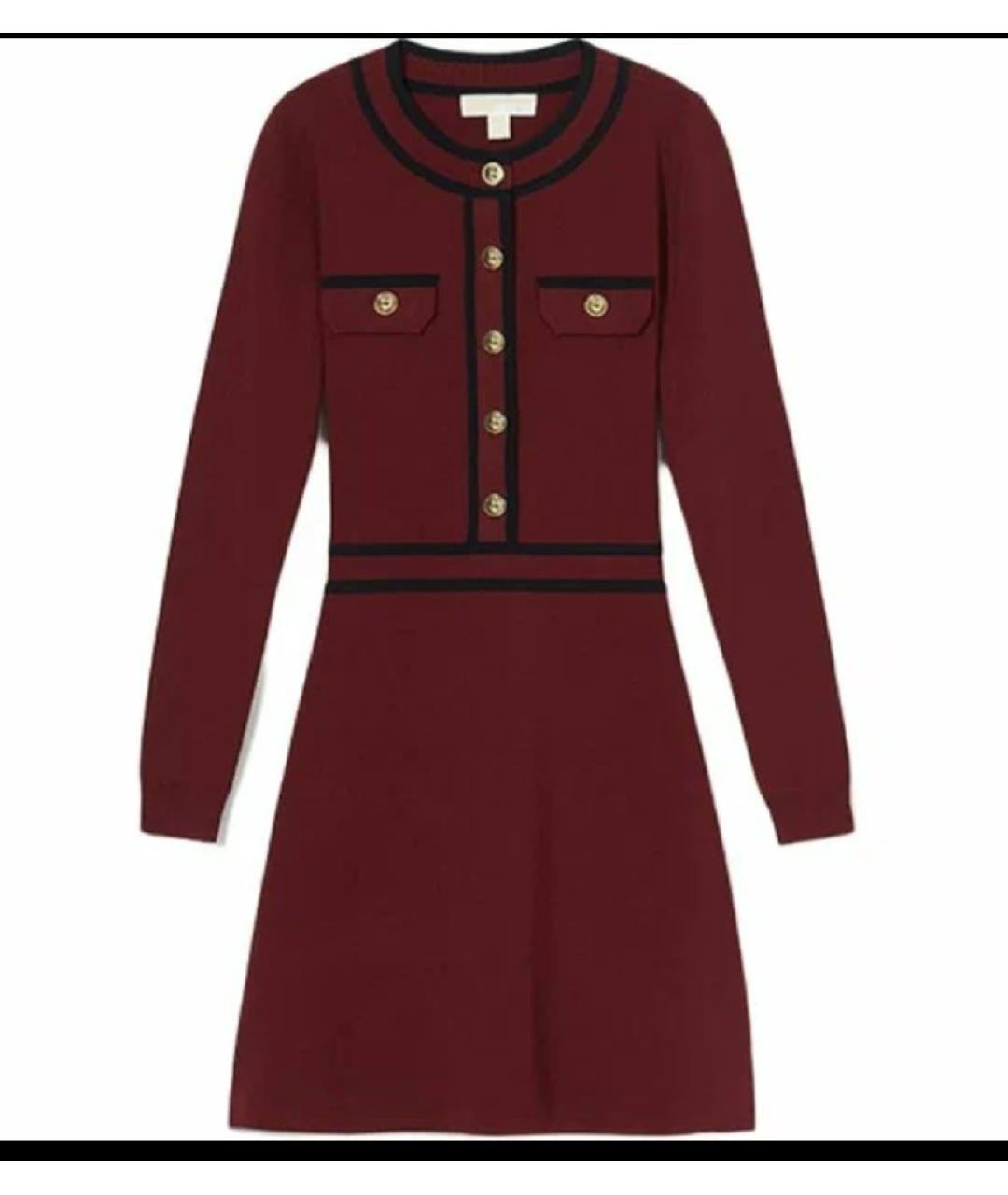 MICHAEL KORS Бордовое вискозное повседневное платье, фото 5