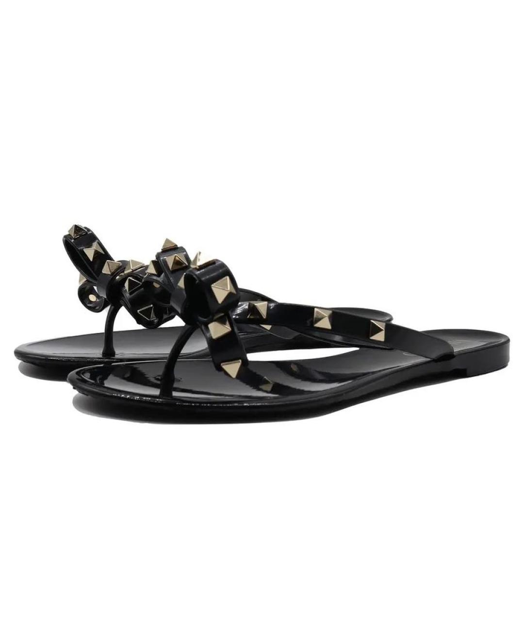 VALENTINO Черные резиновые шлепанцы, фото 1