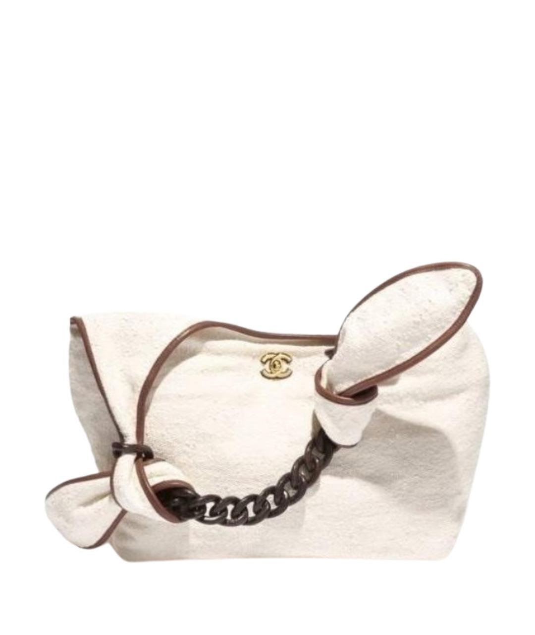 CHANEL Бежевая тканевая сумка с короткими ручками, фото 2