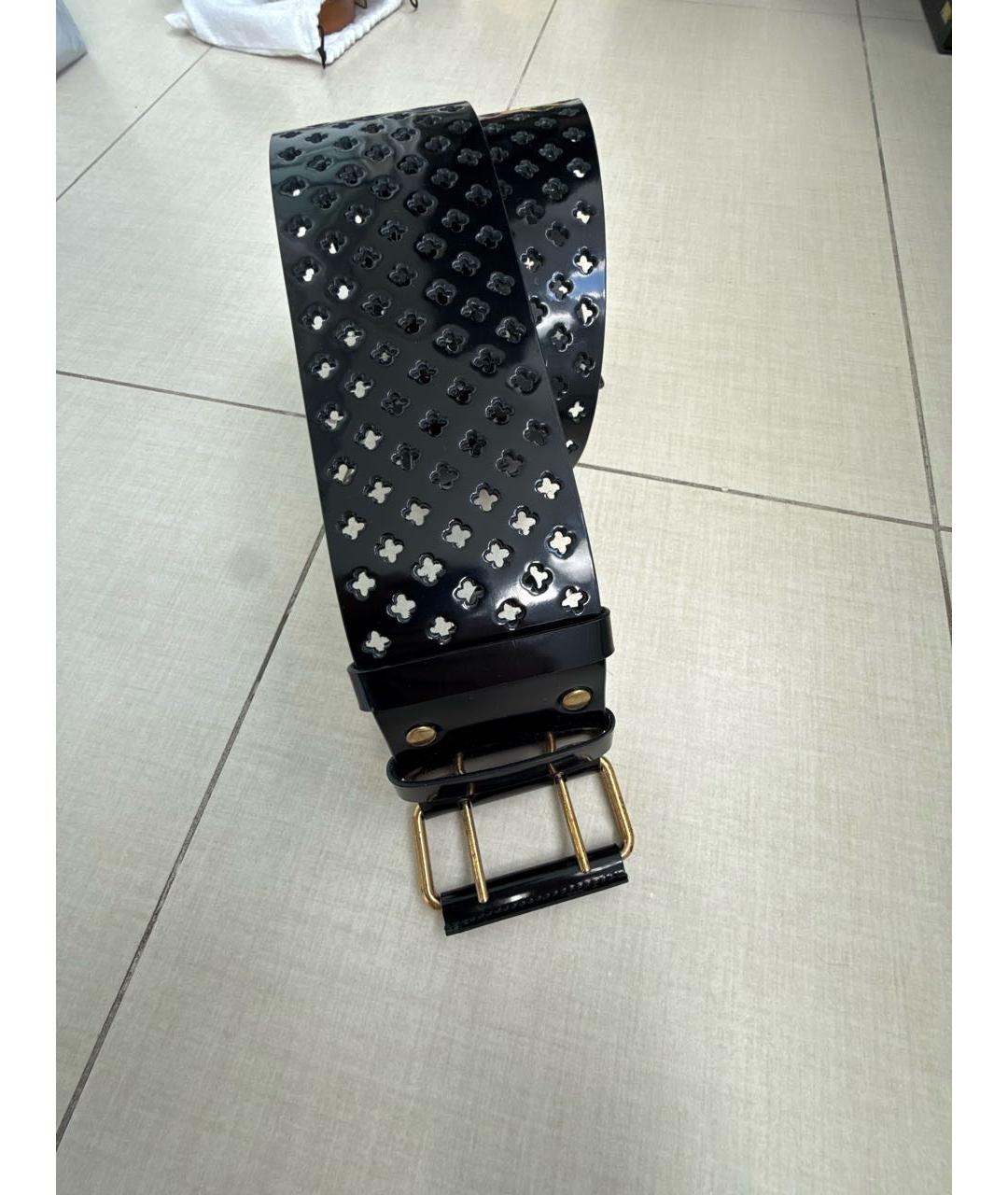 SAINT LAURENT Черный ремень из лакированной кожи, фото 2