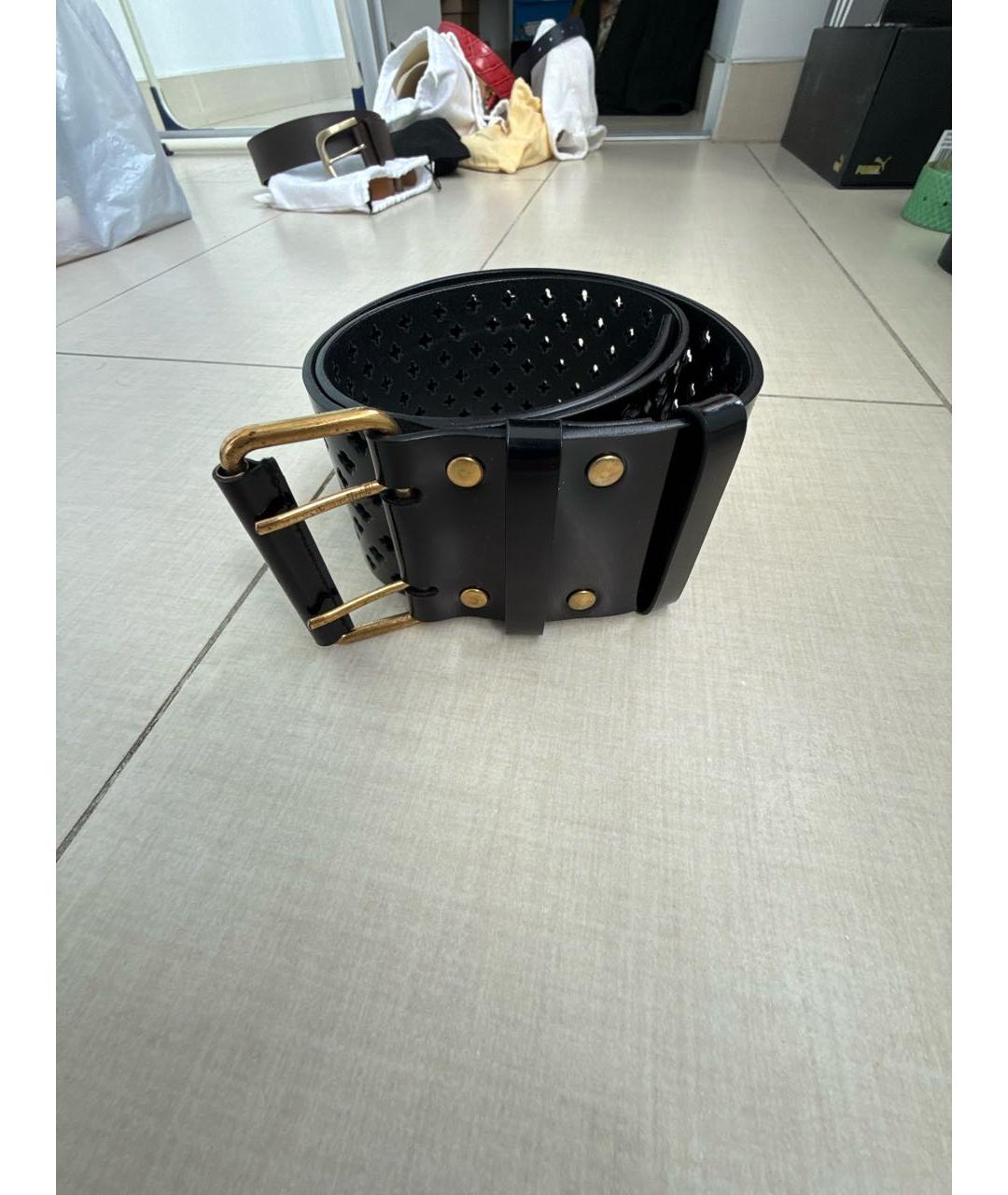 SAINT LAURENT Черный ремень из лакированной кожи, фото 6