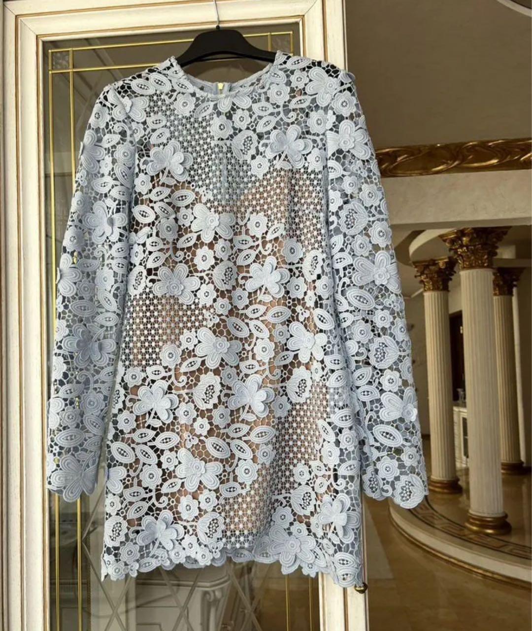 SELF-PORTRAIT Голубое полиэстеровое вечернее платье, фото 8